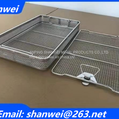 Stainless steel micro fine mesh sterilization baskets tray with lid