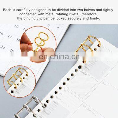 New Notebook 3 Binding Book Rings Desk Calendar Gold 3 Ring Binder Clip Folder Metal Loose Leaf Binder Ring With Spine photo-5