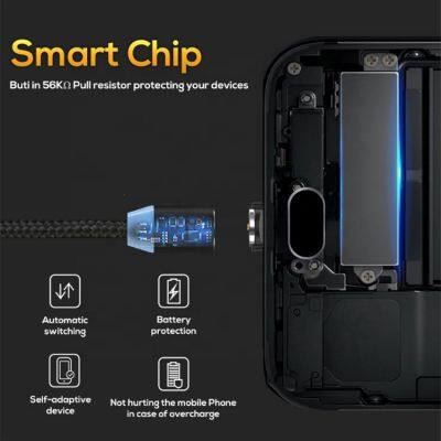 Hot Selling Original 360 Degrees Magnet Phone Charger Cable Multi Usb Micro/IOS/Type C Fast Charging LED Magnetic Data Cables