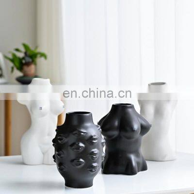 Скульптуры в нордском инс-стиле с матовым дизайном, модель человеческого тела, украшение для дома и комнаты, цветочный декоративный керамический ваз photo-3