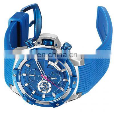 Sky-blue Silicone Straps Wrist Men Watch Japanese Multifunctional Movement Watches Fashion Sports Watch