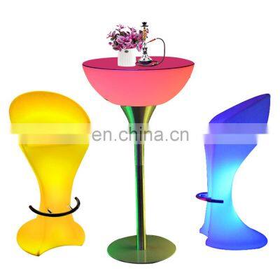 Modern design LED glowing glow illuminated event night club led light bar stool furniture high cocktail table chair set