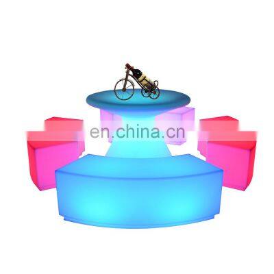 Futuristic Furniture Night Club Furniture Mobile Bar Party LED Cocktail Table Plastic Tables LED Cube Chairs