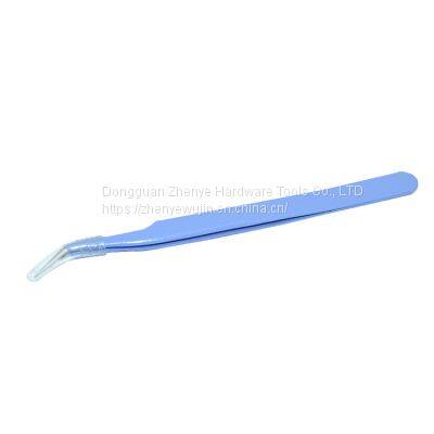 Professional precise eyelash grafting tweezers Planting eyelash clip Purple straight head elbow eyelash clip eyelash beauty tool elbow