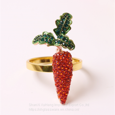 Hot Selling Red Carrot Napkin Cloth Holder With Green Leaf For Table Decoration photo-3