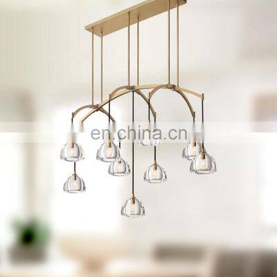 Modern Crystal Glass Hemispherical Shade Pendants Chandelier Ceiling Light Fixture For Living Dining Room Bedroom Kitchen Island
