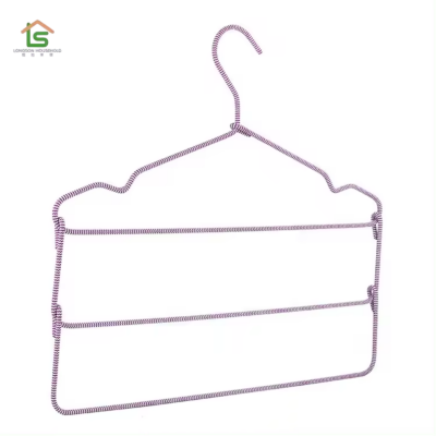 Non Slip Space Saving Fabric Braided Cord Wrapped Metal Wire Hangers With Rope Covered For Clothes photo-5