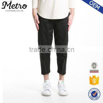 Autumn Season Black Twill Pants Mens Dance Pencil Fit Trouser