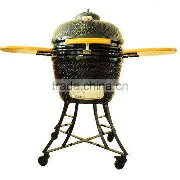 Black kamado bbq oven with side table and easy to clean