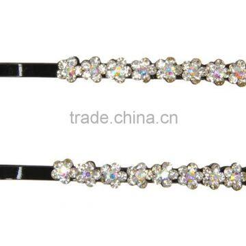 Single Row Rhinestone Floral Bobby Pin/Hairpins