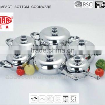 Apple Shape 18/8 Stainless Steel Dutch Oven with bakelite handle, Induction Bottom suitable for all hobs