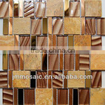 Mosaic 8MM Aluminum Mosaic Tile,Metellic Glass Mosaic Tile Mix Resin Mosaic Tile