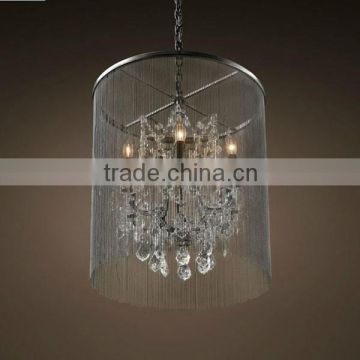 2015 Modern decorative metal chain chandeliers with crystal