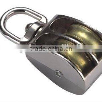 Stainless Steel Double Pulleys Swivel Eye Block/ Schwenkauge Block Round Ring Pulley Double Wheel/ photo-2