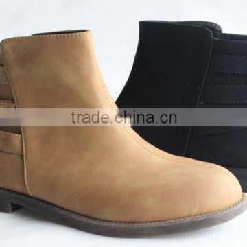 side buckle ladies ankle flat boots