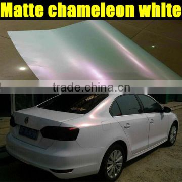 New arrival pearl white to pink chameleon film with size:1.52*20m , matte chameleon film