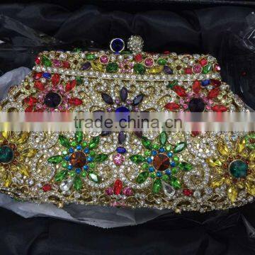 designer fashion evening crystal elegant lady's wedding bag with floral flower