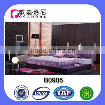 OGAHOME Purple double tatami bed fabric bed With table design Bedroom bed