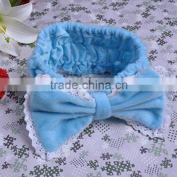 coral fleece bowknot hair headband human hair