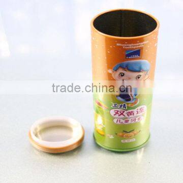 Cute Round-shaped Metal Tin Box for Packing Children's Toothpaste