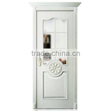 2015 New Design Glass Lacquer Finished Carved Flower Interior Timber Door