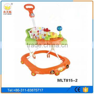 Comfort softextile rotating baby walker for sale/baby trolley walker with caster 8 swivel wheel