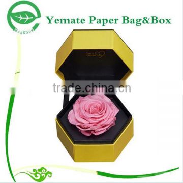 high quality luxury design hinged paperboard hexagon round flower box