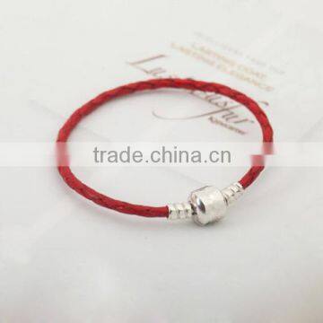 Sterling 925 Silver Leather Chain bracelet for European beads