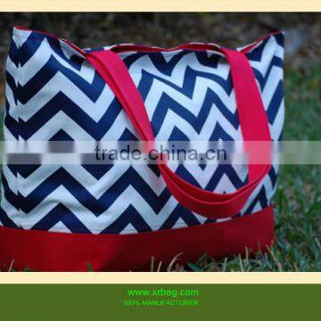 China canvas chevron bag in blue and white