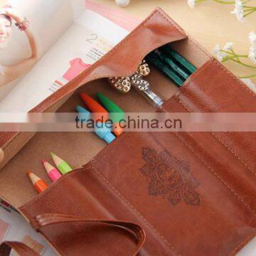 Twilight roll up PU school pencil bag/pencil case with rope