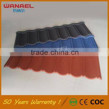 Best building materials Wanael Classical Modern Green stone chips coated roofing better than Synthetic Spanish Roof Tile