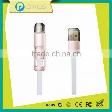 2015 new product 1M/3M 2 in 1 Flat Noodle design data USB cable for smart phone
