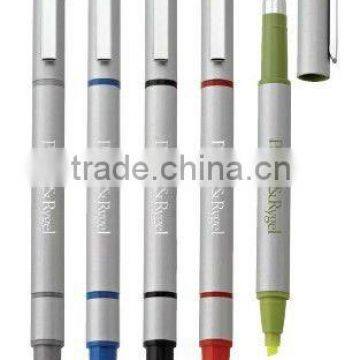 2012 news design 2 in 1 ball pen with highlighter