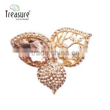 Custom new popular jewellry hollow alloy golden and gun black leaf brooch jewelry