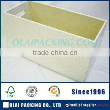 large capacity square leather box for hamper white