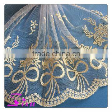 fine polyester net embroidered lace fabric for sarees