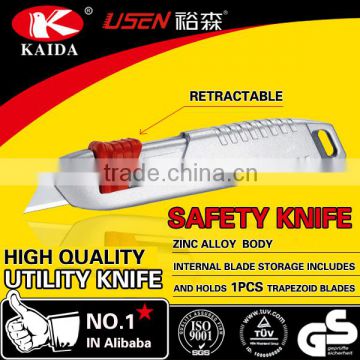 2pcs blades zinc alloy knife auto retractable safety utility knife