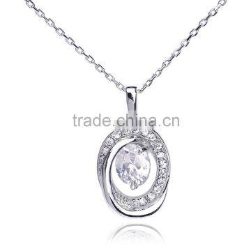 18k Gold Filled Jewelry Austrian Crystal Rhinestone Pendant Necklace With Zircon Stone