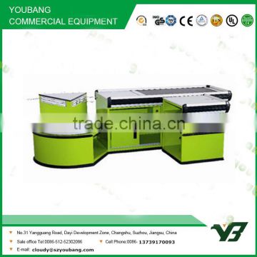 Hot sell good cheap green color supermarket cashier counter table (YB-H07)