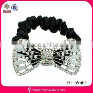 Hot selling clear crystal stones elastic fabric hair bands