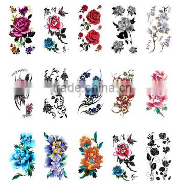 custom popular fashion waterproof flower temporary tattoo sticker