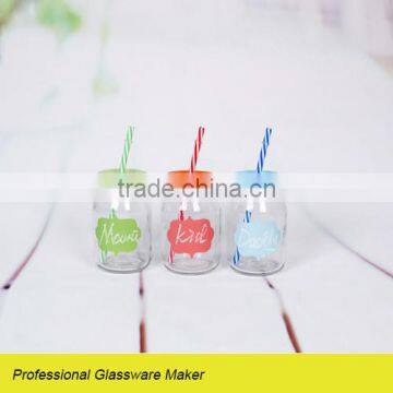 popular 3pcs clear glass mason jar set with colored lids