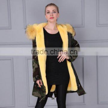 2016 army military camouflage style women faux fur coat removeable lining fur coat                        
                                                                                Supplier's Choice