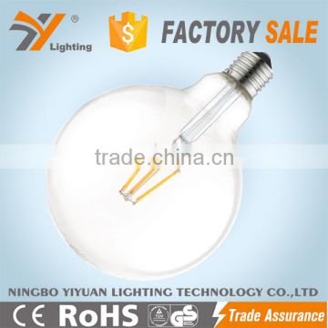 E27 led bulb filament G125 6W CE-LVD/EMC, RoHS, TUV-GS Approved Aluminium Glass