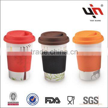 Ceramic Travel Coffee Mug With Silicone Lid