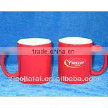 Straight Shape Red Glazed Promotion Mug with One Position Decal