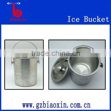 stainless steel ice bucket with sealed lid and handle