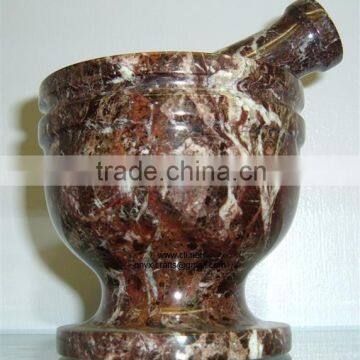 Red Zebra Marble Mortar and Pestle