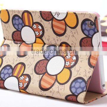 Hot ! Deluxe Beautiful Flowers Pattern Flip Leather Stand Case for the iPad Mini