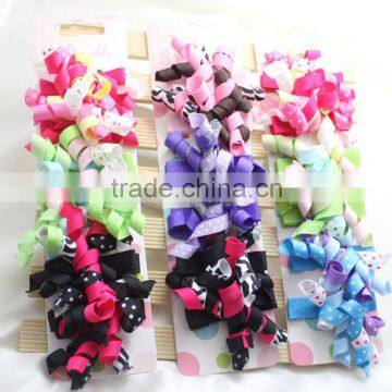 new style fancy multi color Boutique curled Hair Bow